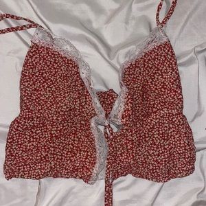 Red tie Crop Top